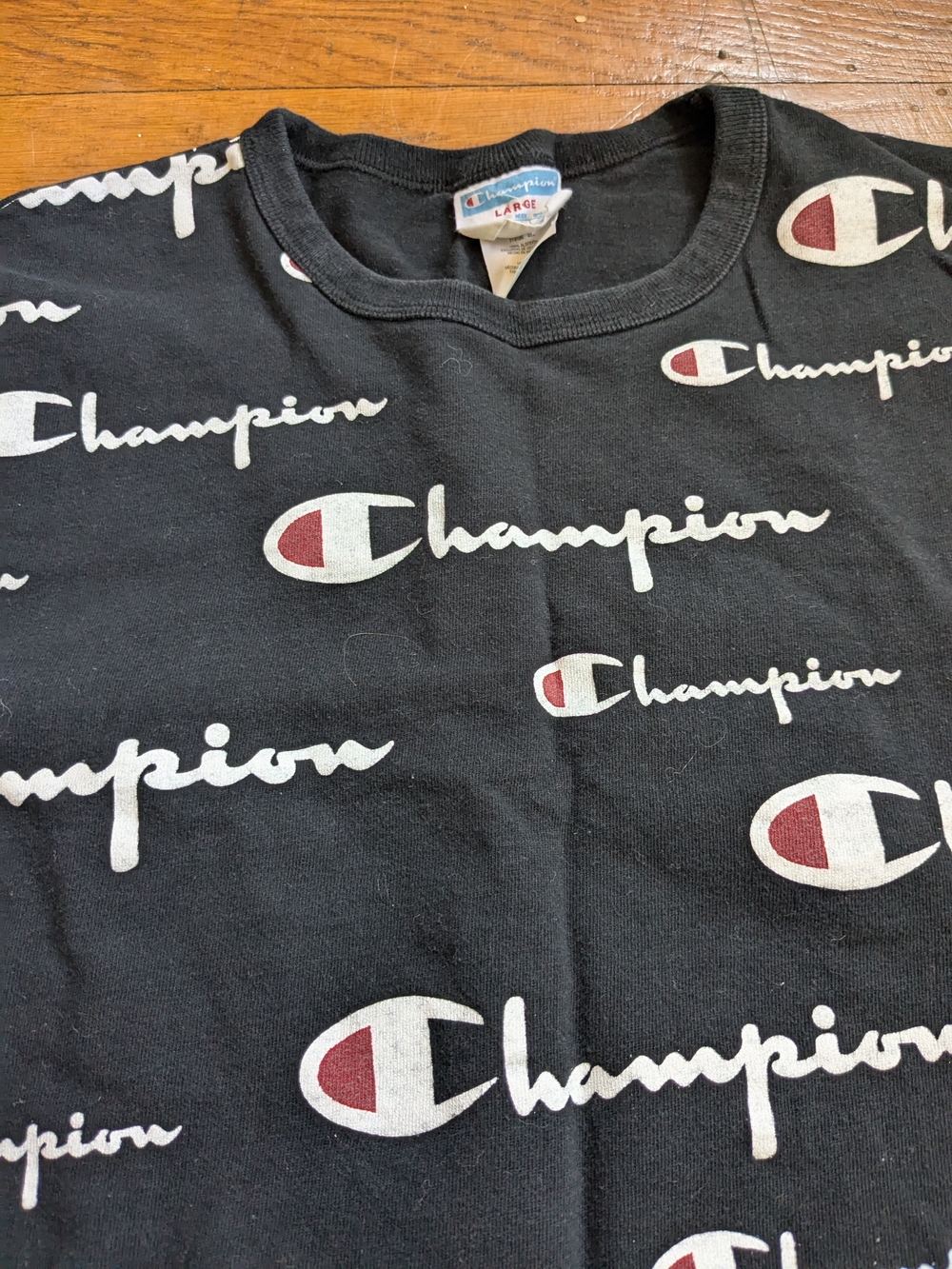 90s Black Champion Printed T-Shirt - Picture 5 of 5